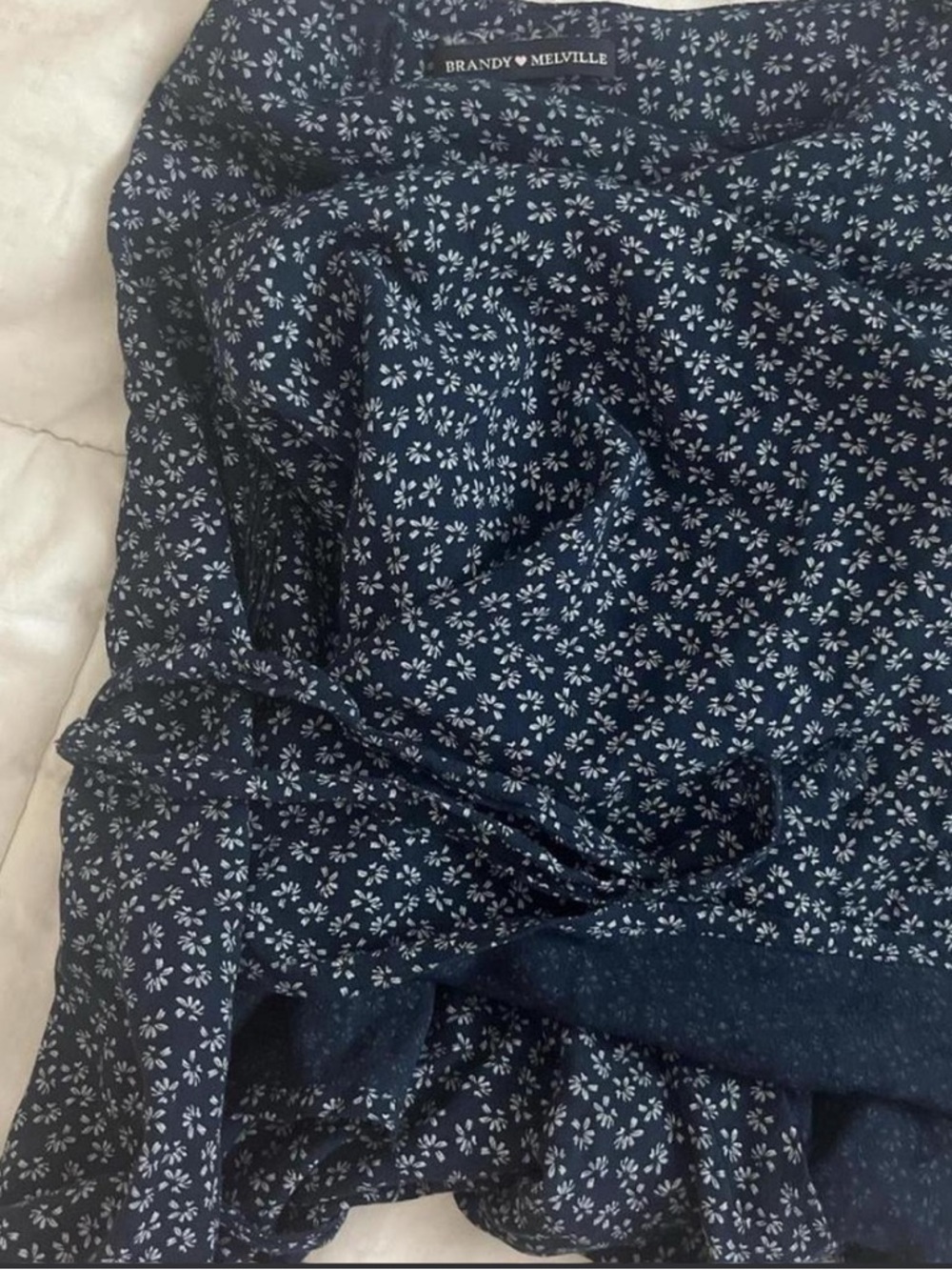 Brandy Melville Navy Floral Tiered Skirt